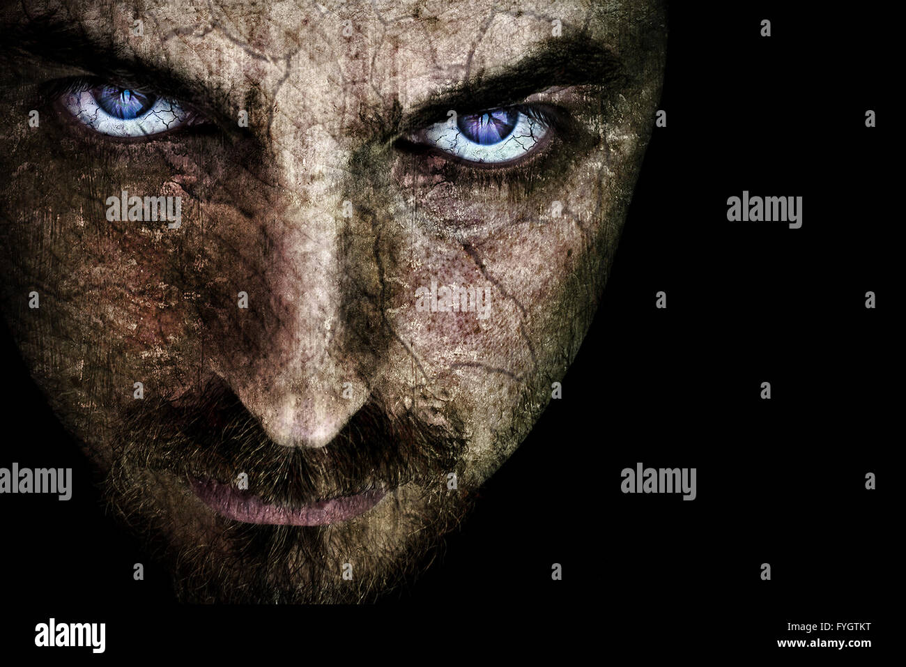 Le mal effrayant visage avec les yeux Spooky Banque D'Images