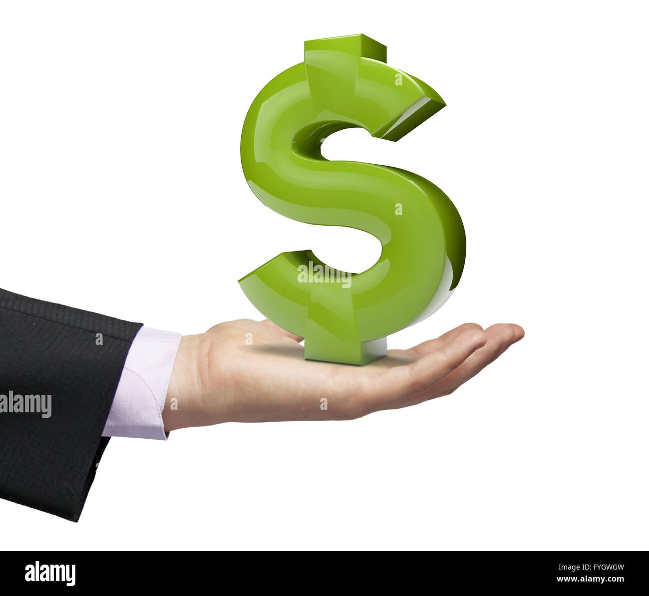 Symbole du dollar sur une main d'affaires Banque D'Images