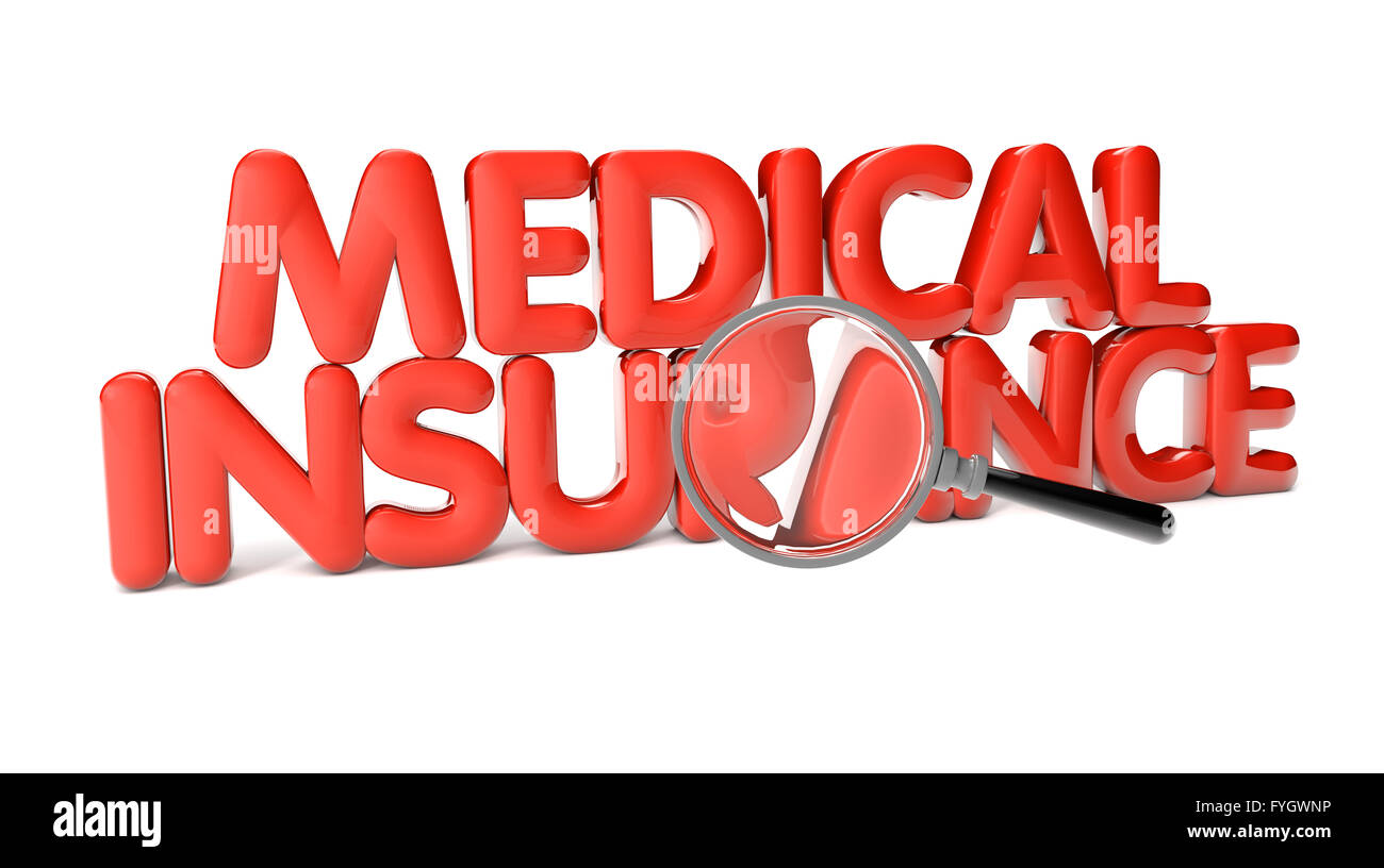 Texte de l'assurance médicale isolé sur fond blanc Banque D'Images