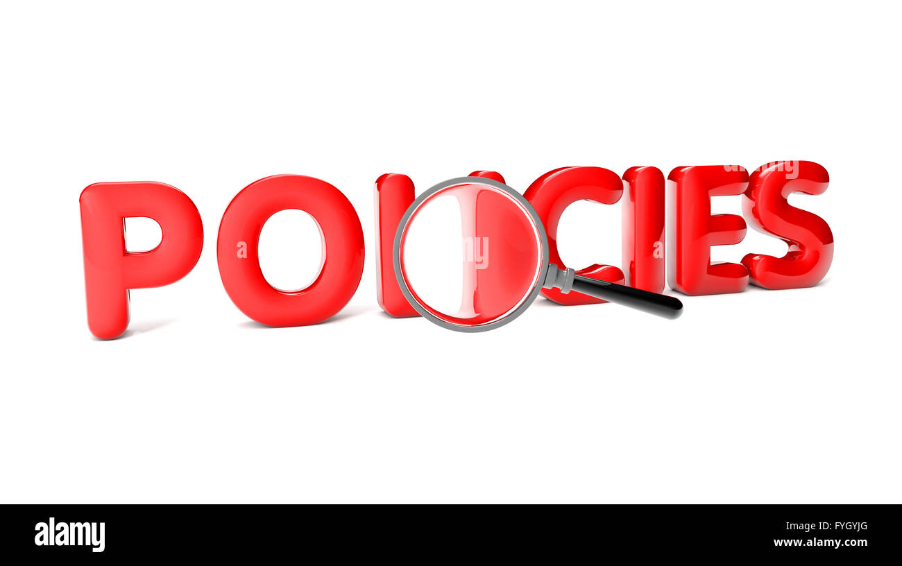 Texte 3d politiques avec loupe Banque D'Images