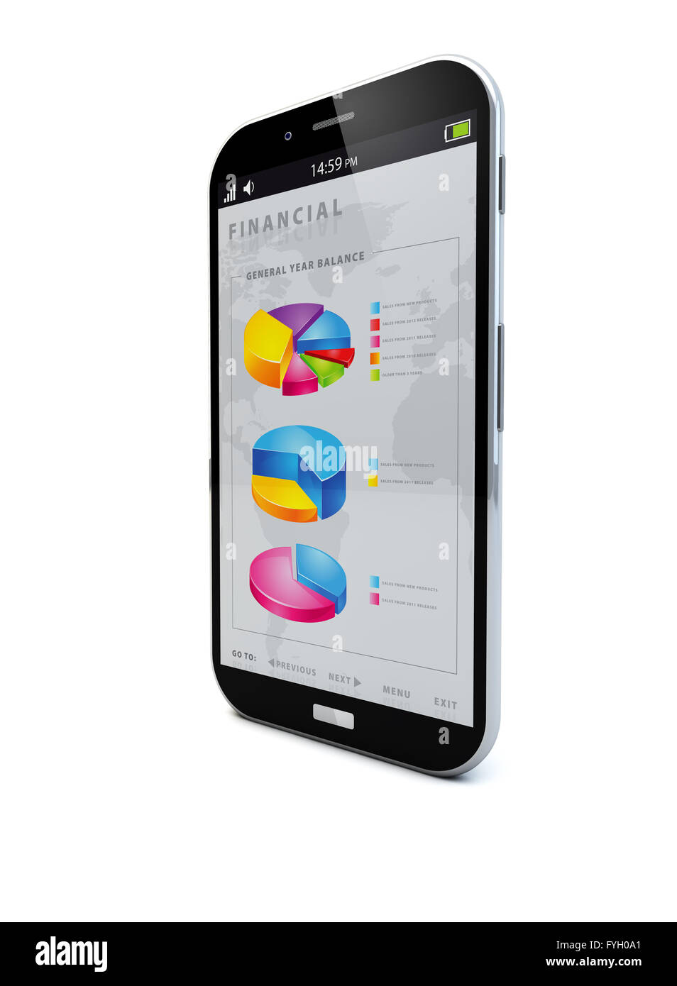 Le rendu d'un smartphone avec un apps financières sur l'écran Banque D'Images