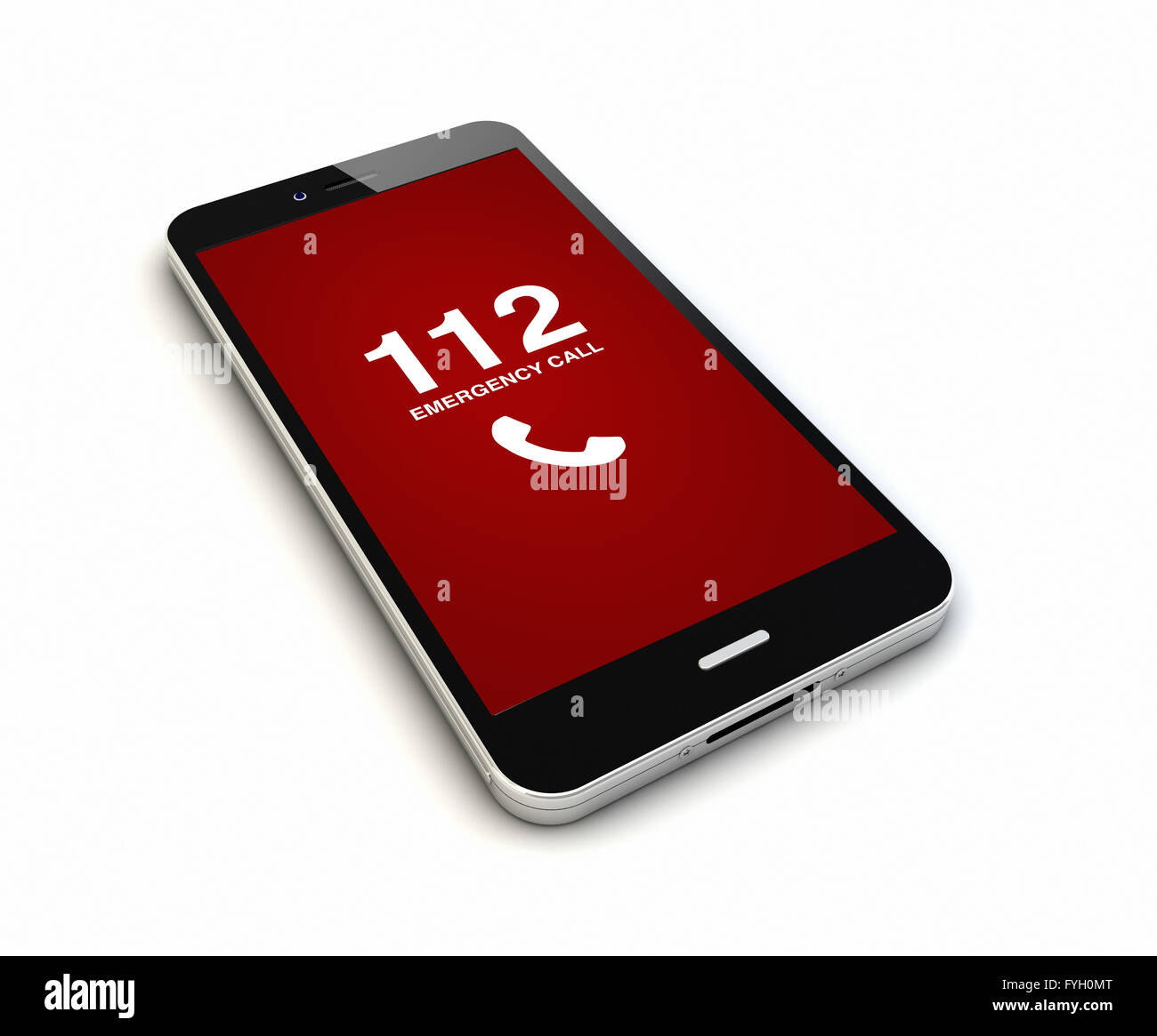 Le rendu d'un smartphone avec appel d'urgence sur l'écran. Écran graphique sont constitués. Banque D'Images