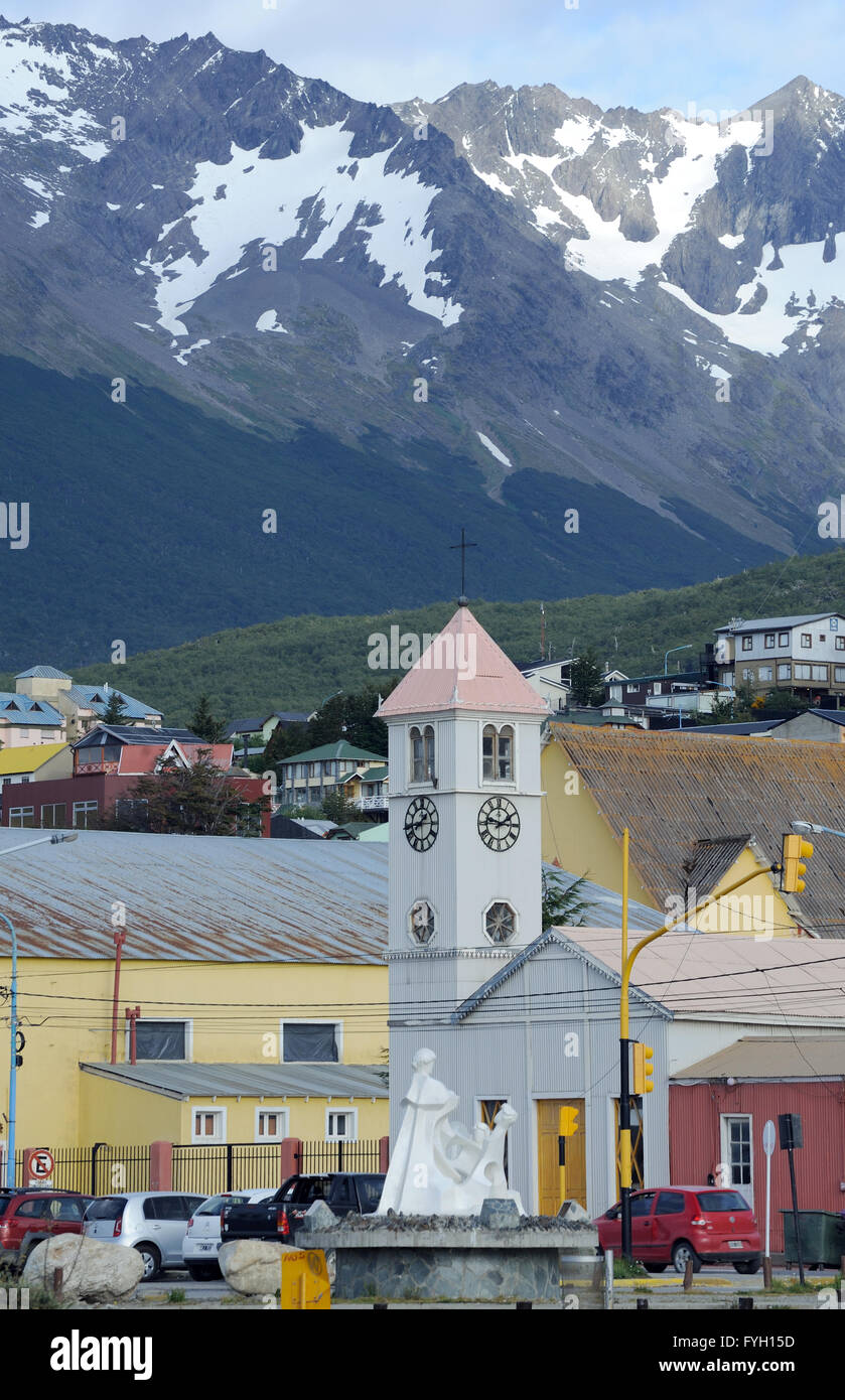 L'ancienne église paroissiale catholique d'Ushuaia. Il a été construit en 1898 et est maintenant un Monument National Historique. Ushuaia, Argentine Banque D'Images