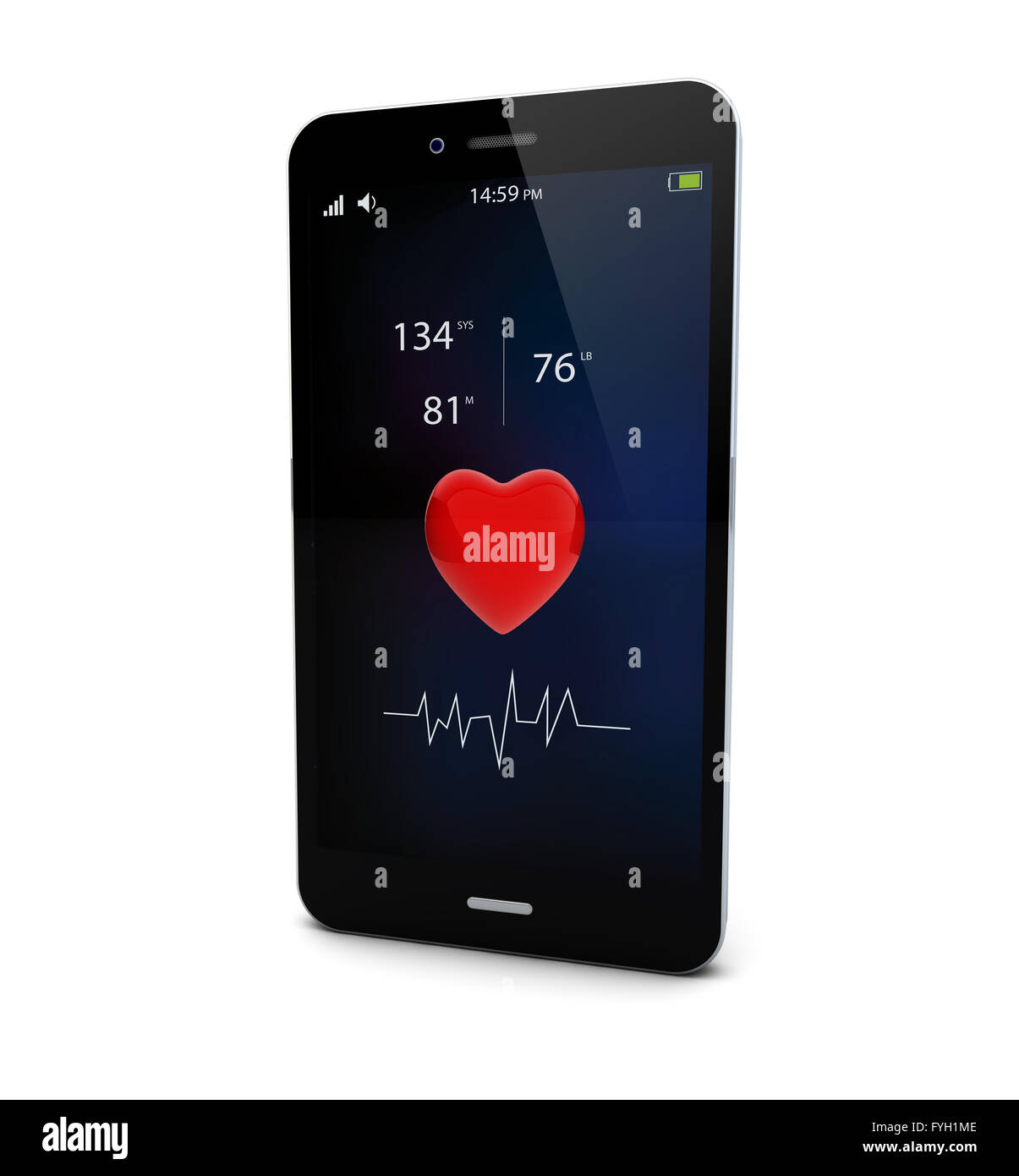 L'application de la santé sur l'écran du smartphone isolé sur fond blanc Banque D'Images