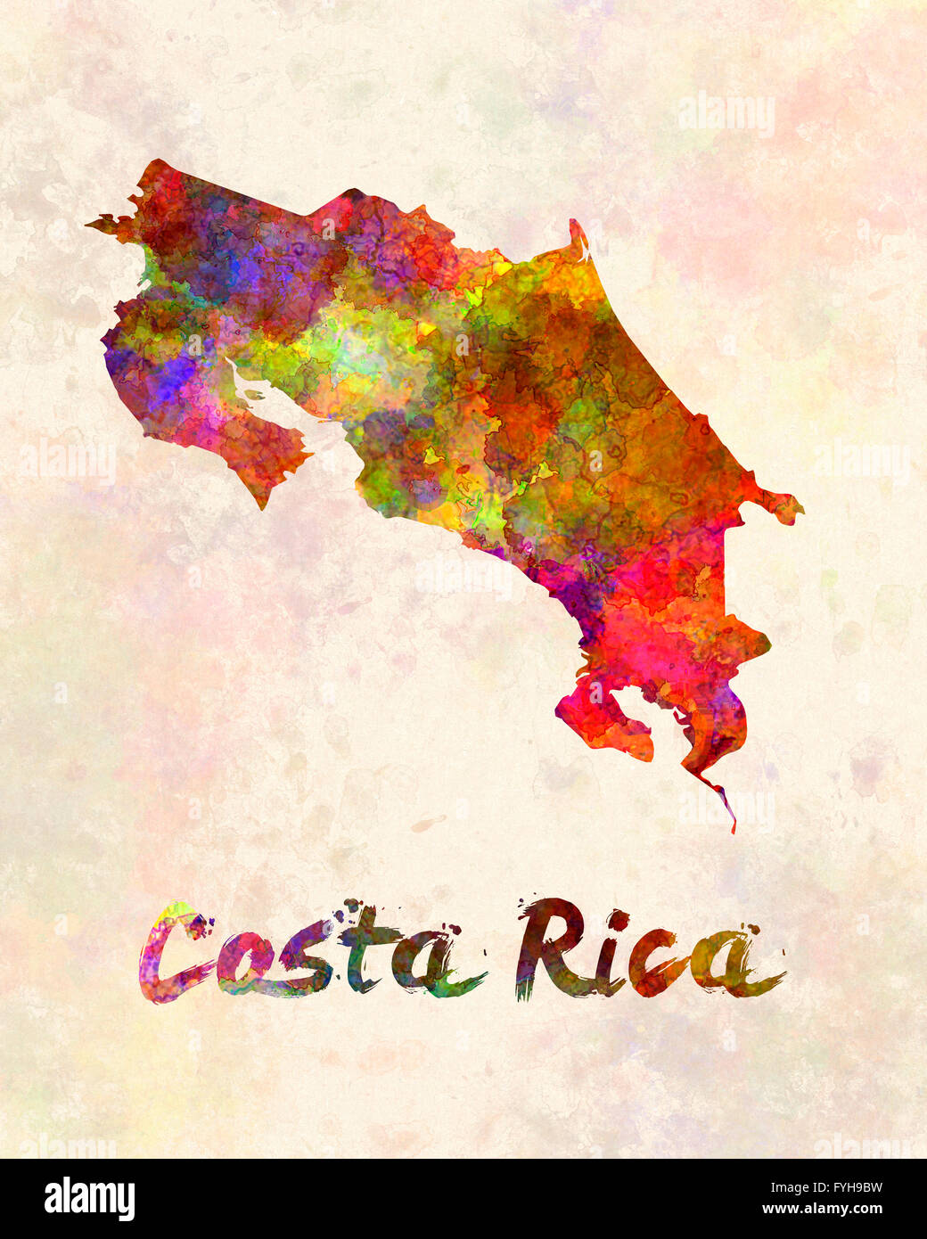 Le Costa Rica à l'aquarelle Banque D'Images