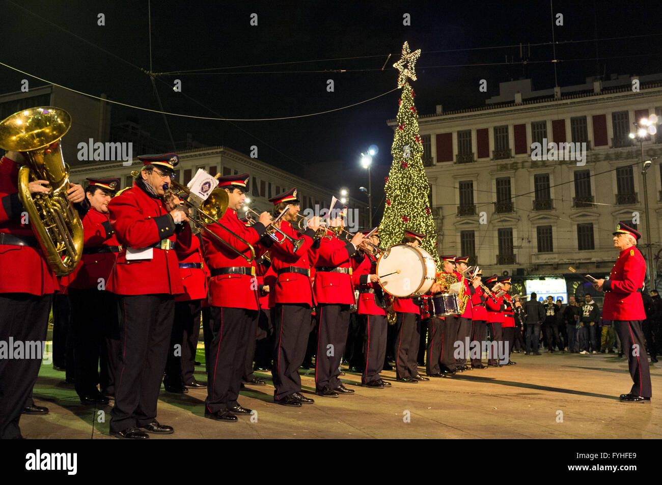 Concert à la veille du Nouvel An, la Place Omonia, Athènes Banque D'Images