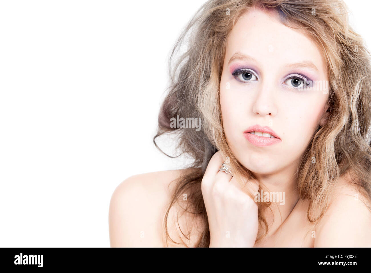 Beauty Girl on white Banque D'Images