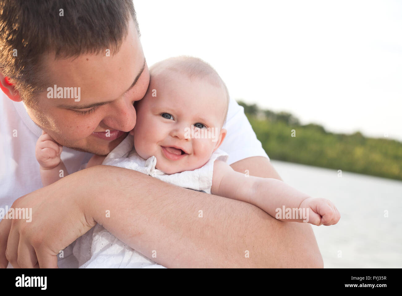 Heureux père et bébé Banque D'Images