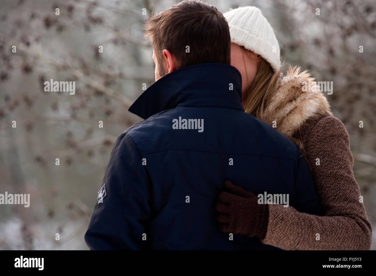 Deux amoureux en hiver Banque D'Images