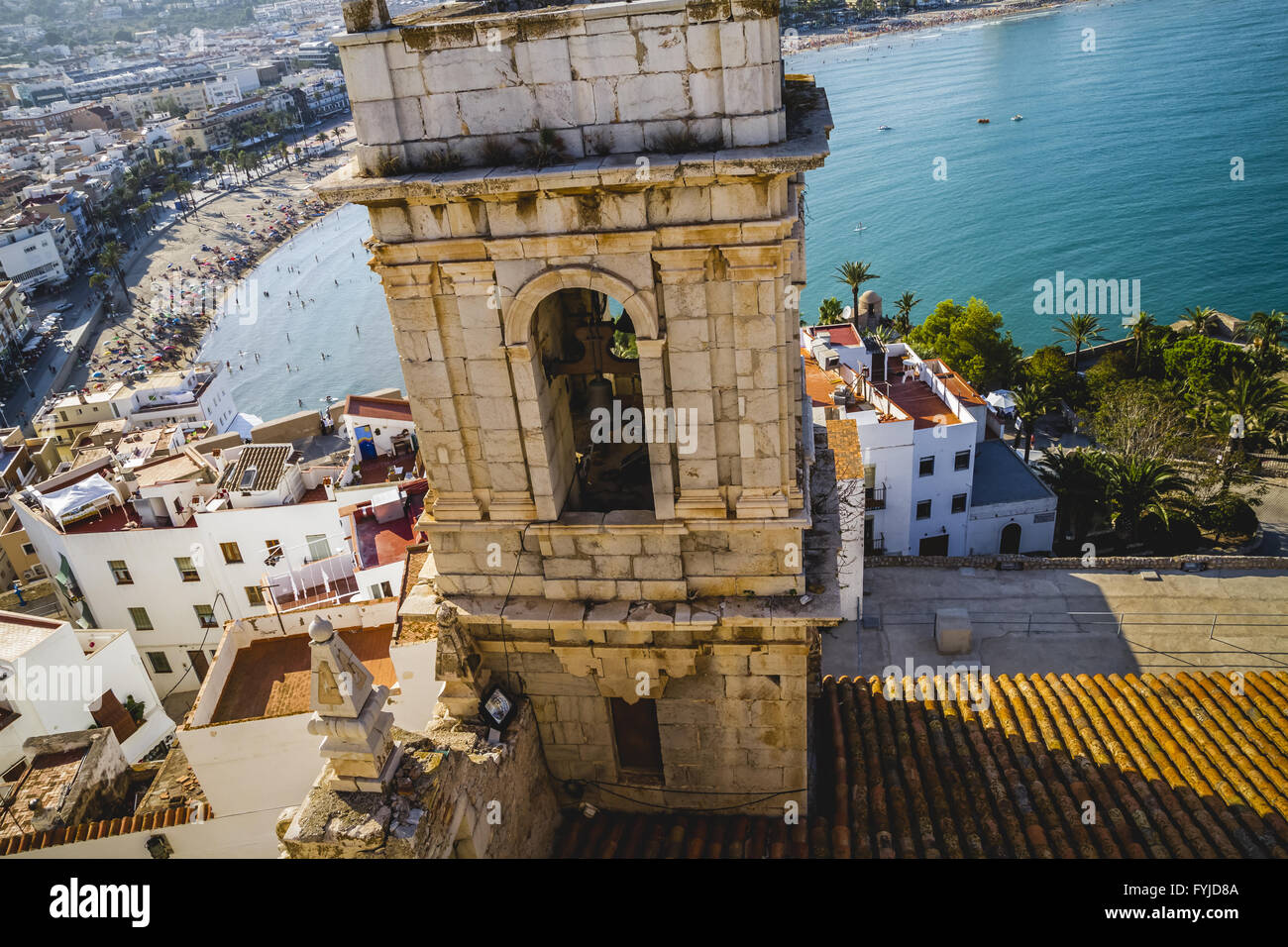 Peñíscola village vues du château de Papa Luna, Valencia España Banque D'Images