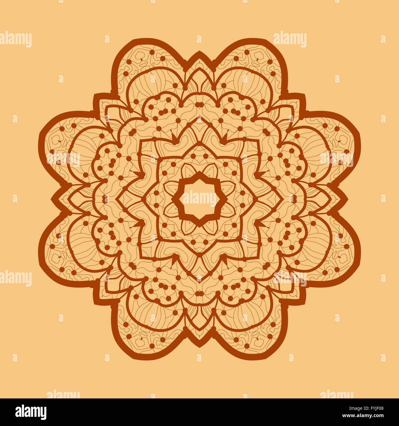 Grandes lignes ornementales mandala. Vector square flyer conception de cartes. Carte d'invitation. Vintage élément décoratif. Arrière-plan dessiné à la main. Banque D'Images