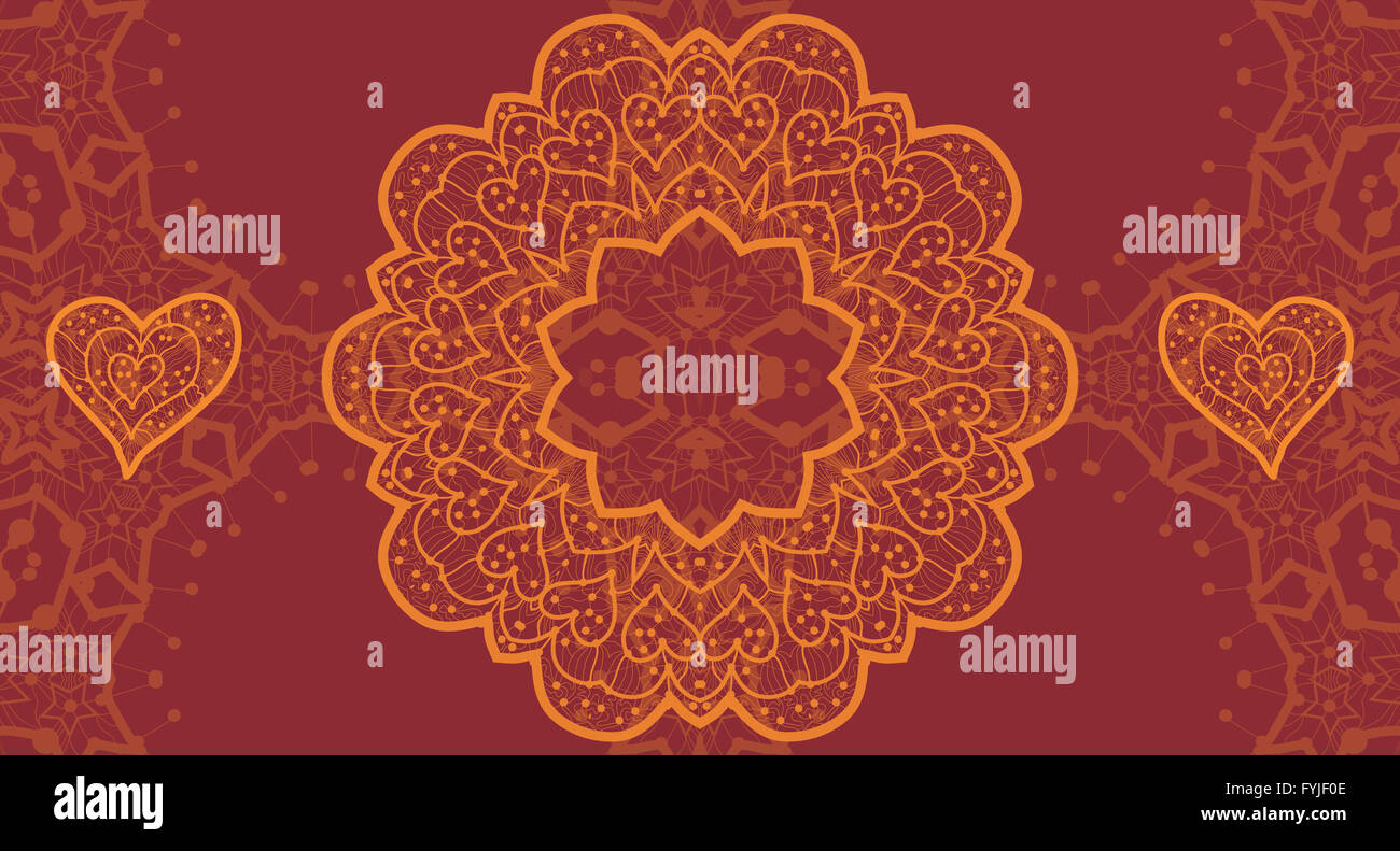 Happy Valentine's Day à la main carte de souhaits ornement . Lace pattern design. Carte vecteur bannière décorative ou invitation Vinta Banque D'Images