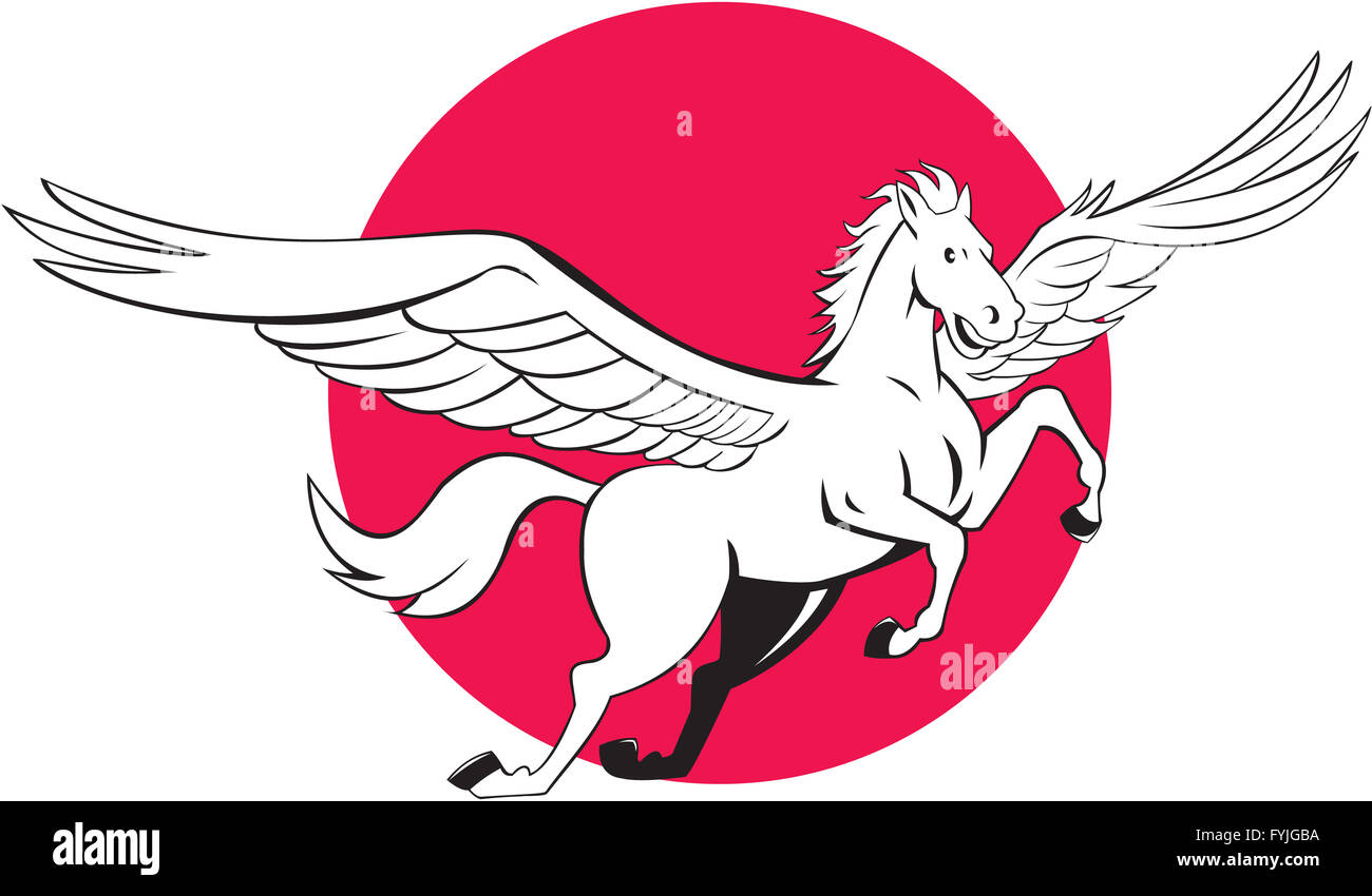 Pegasus Flying Horse Cartoon Banque D'Images