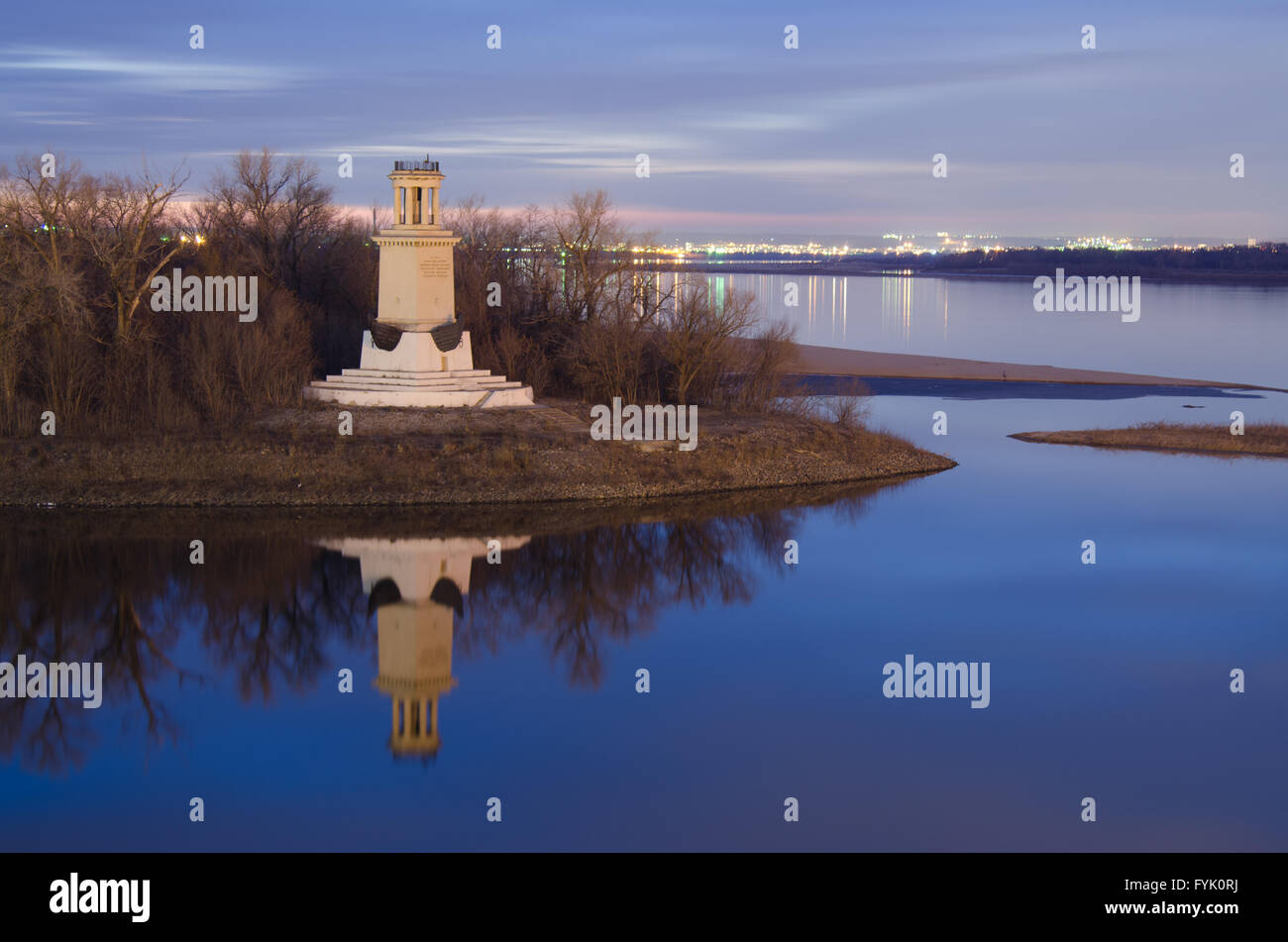 Phare à l'entrée du canal Volga-Don Banque D'Images