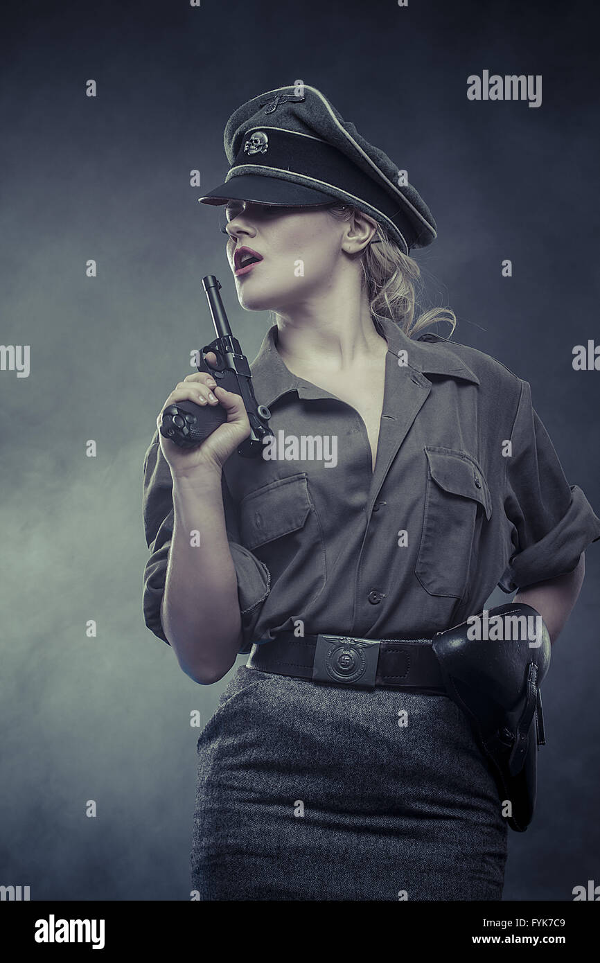 Femme allemande officielle, reconstitution, représentation de la tyrannie et l'oppression Banque D'Images