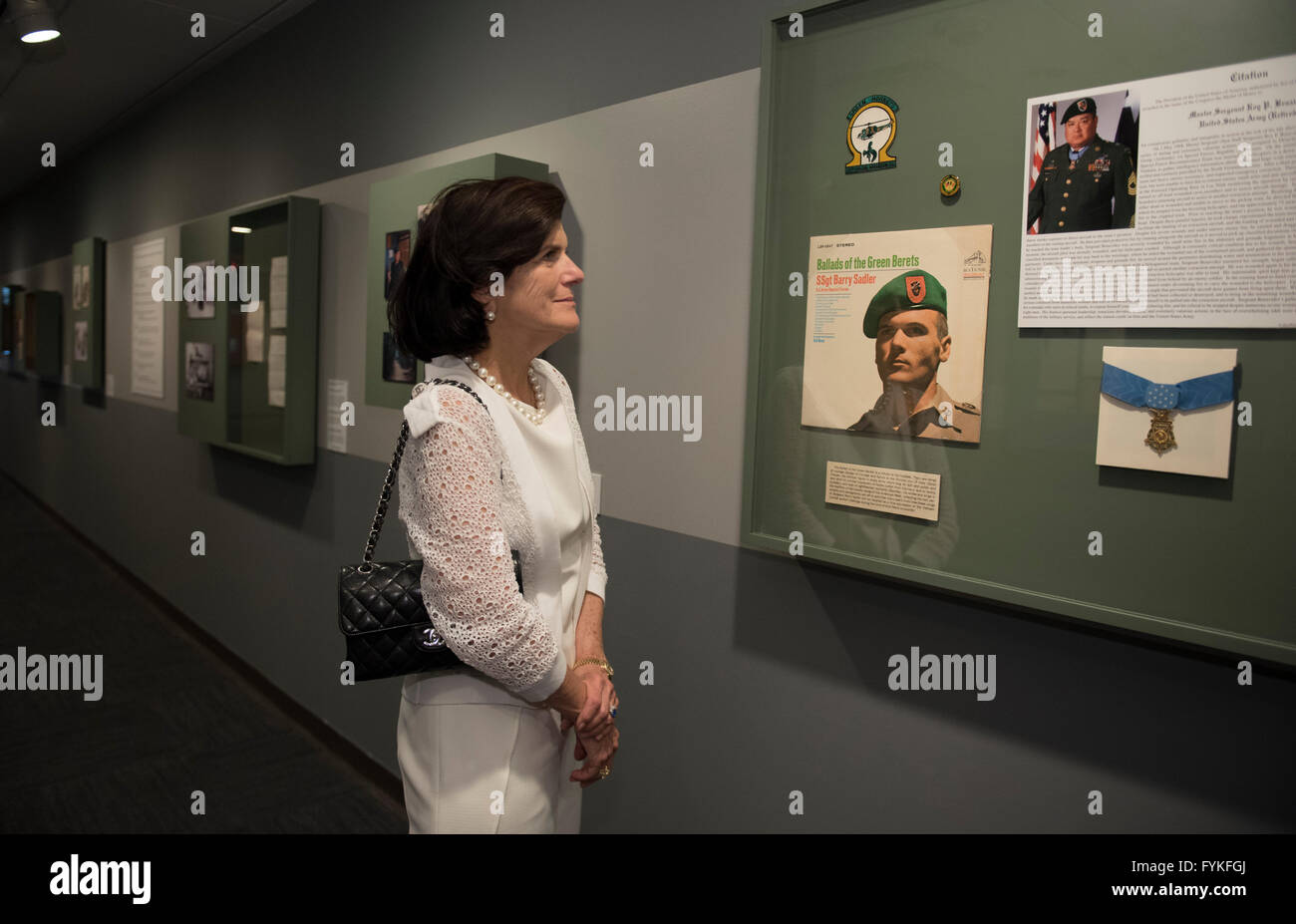 Luci Baines Johnson, fille de l'ancien président américain Lyndon Baines Johnson (LBJ) à la Bibliothèque LBJ à Austin TX. Banque D'Images