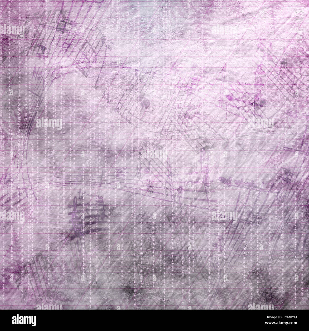 Résumé fond magnifique dans le style de technique mixte avec ornement floral, mots et chiffres Banque D'Images