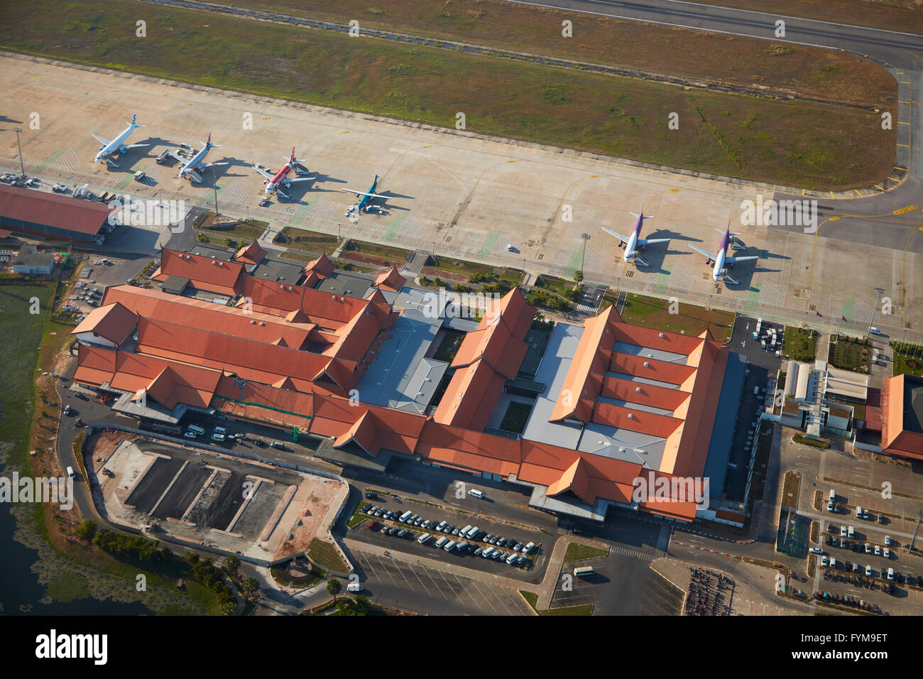 L'Aéroport International de Siem Reap, Siem Reap, Cambodge - vue aérienne Banque D'Images