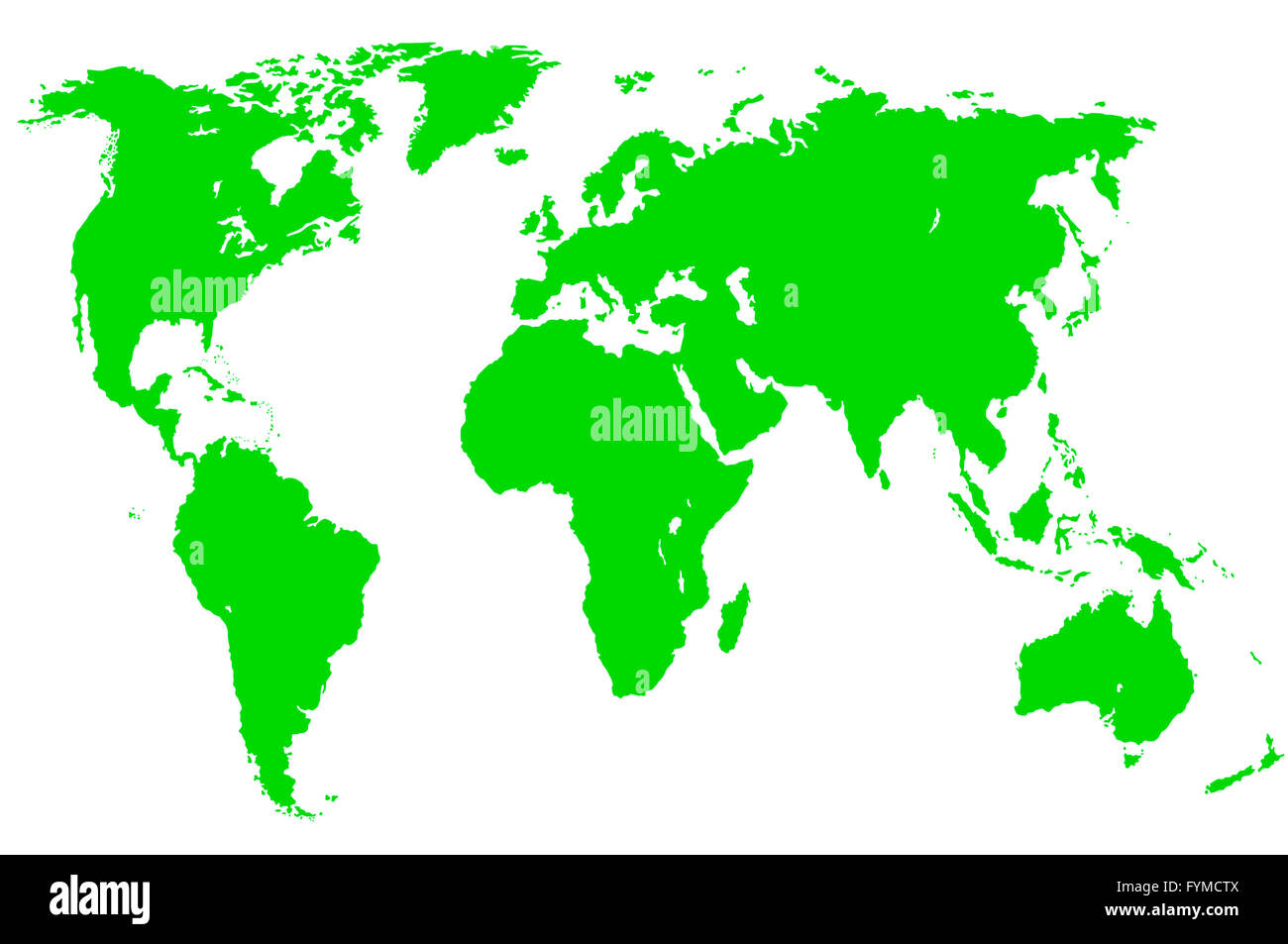 Carte du monde vert, isolé Banque D'Images