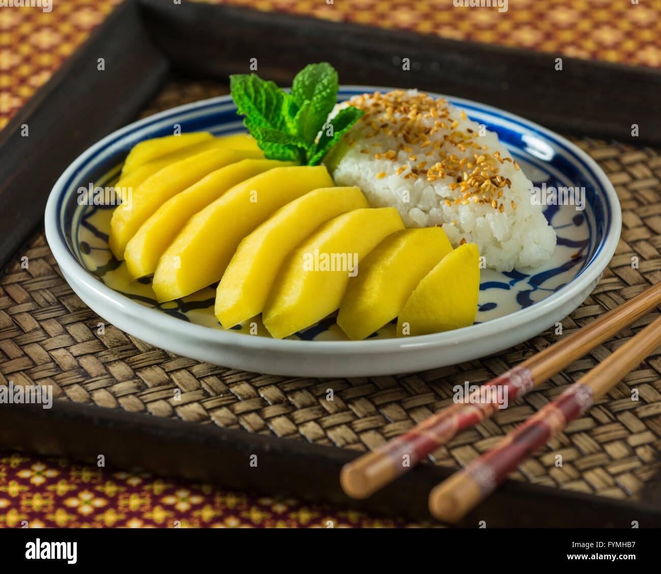 Mangue et riz gluant. Dessert thaïlandais Thaïlande Food Banque D'Images