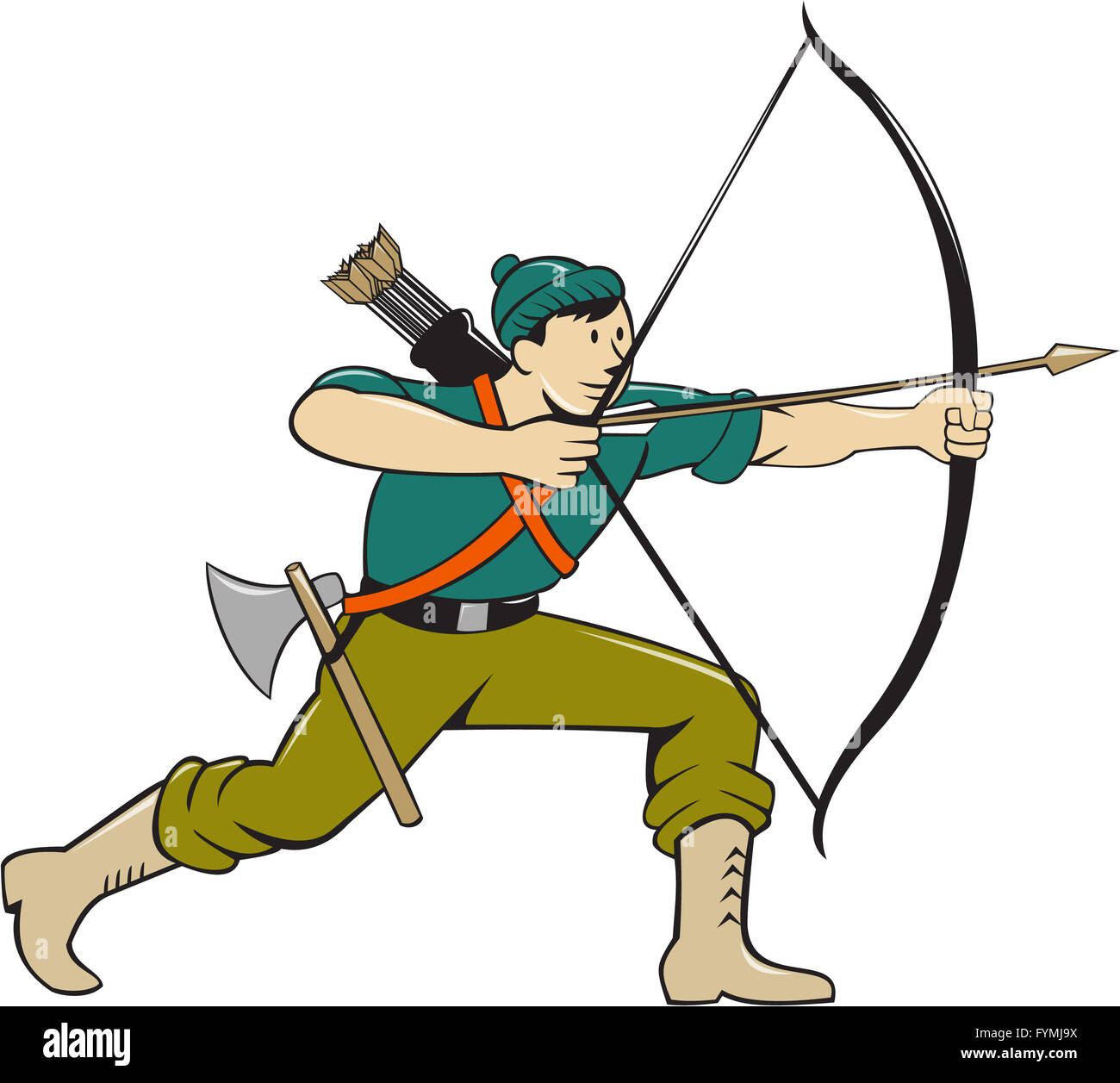 Archer visant Long Bow Arrow Cartoon Photo Stock - Alamy