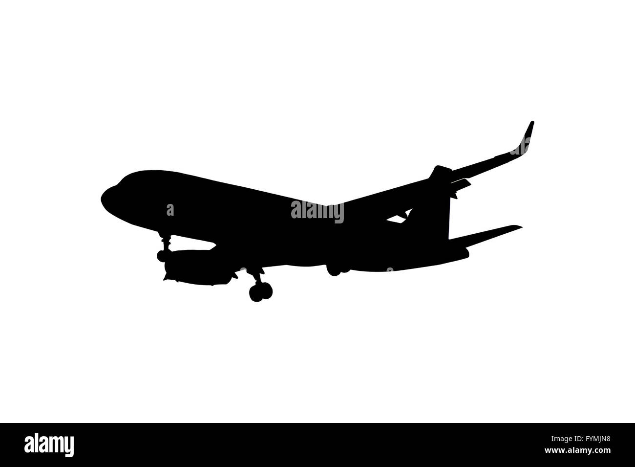Avion Silhouette isolé sur fond blanc, chemin de détourage Banque D'Images