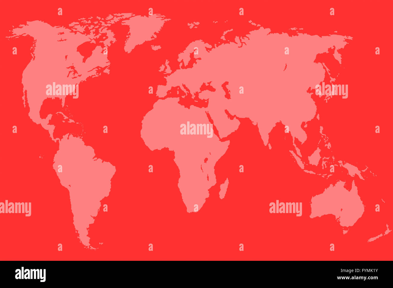 Carte du monde rouge, isolé Banque D'Images