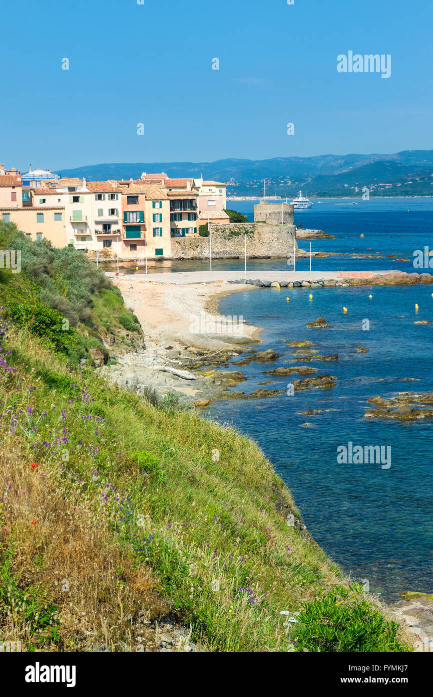 Saint Tropez, plage urbaine de la Ponche, Var, Provence Alpes Cote d'Azur, France Banque D'Images