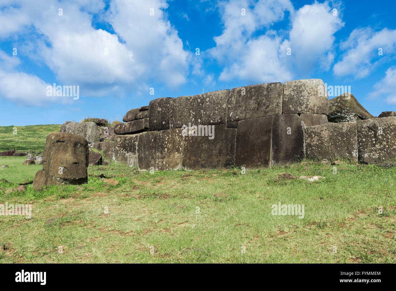 Vinapu Moai, parc national de Rapa Nui, l'île de Pâques, Chili, Site du patrimoine mondial de l'UNESCO Banque D'Images