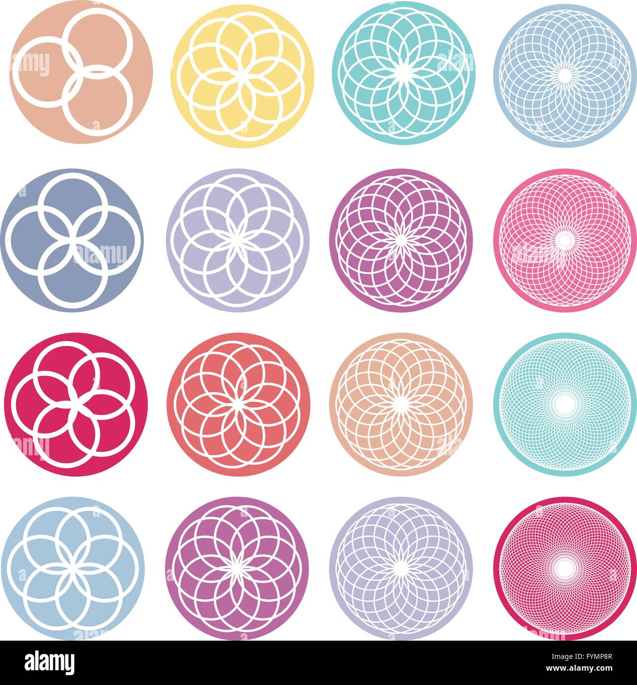 Ornements ronde ensemble. Résumé fleurs créatif Illustration de Vecteur