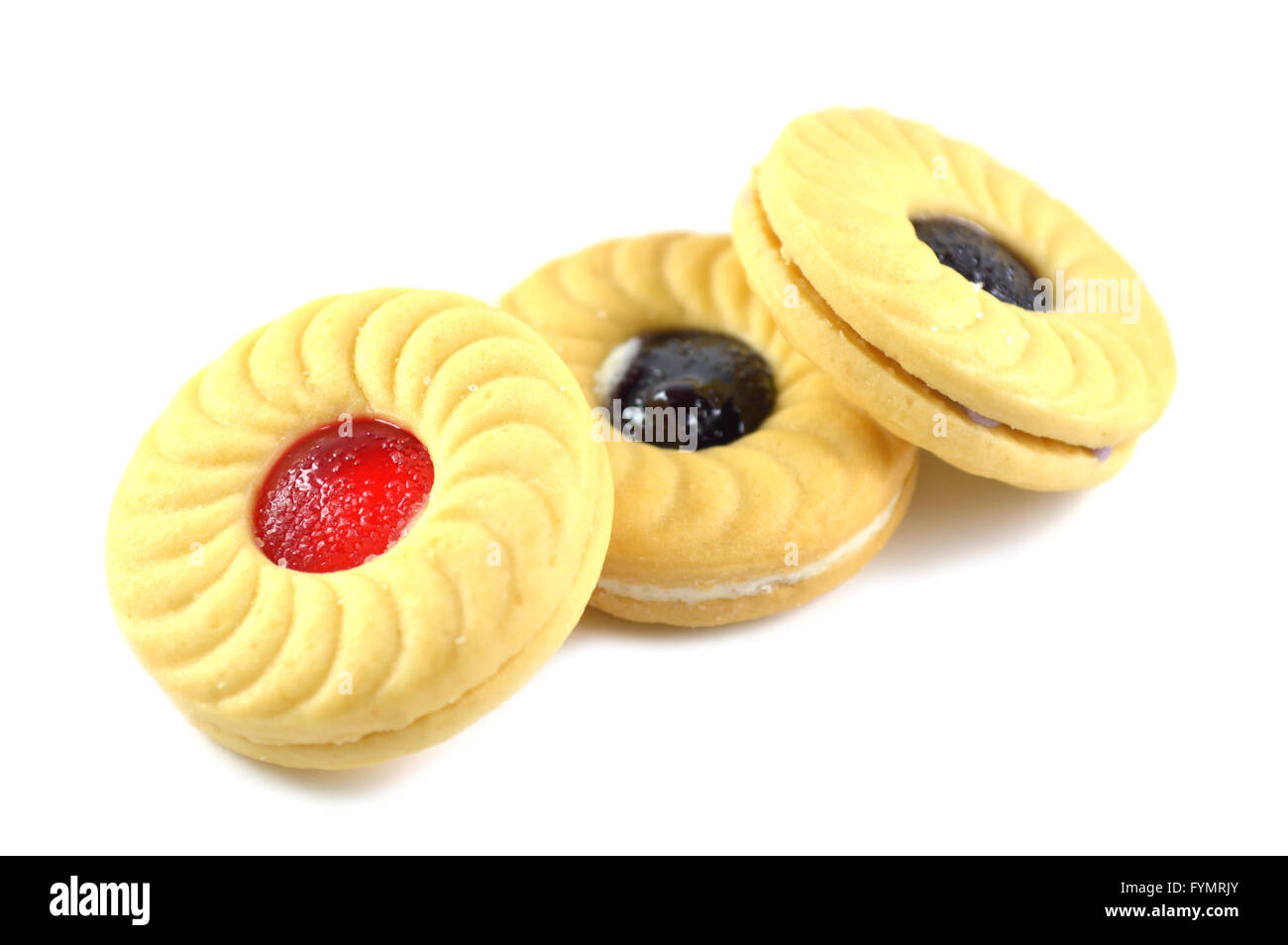 Biscuits Sandwich sur fond blanc Banque D'Images