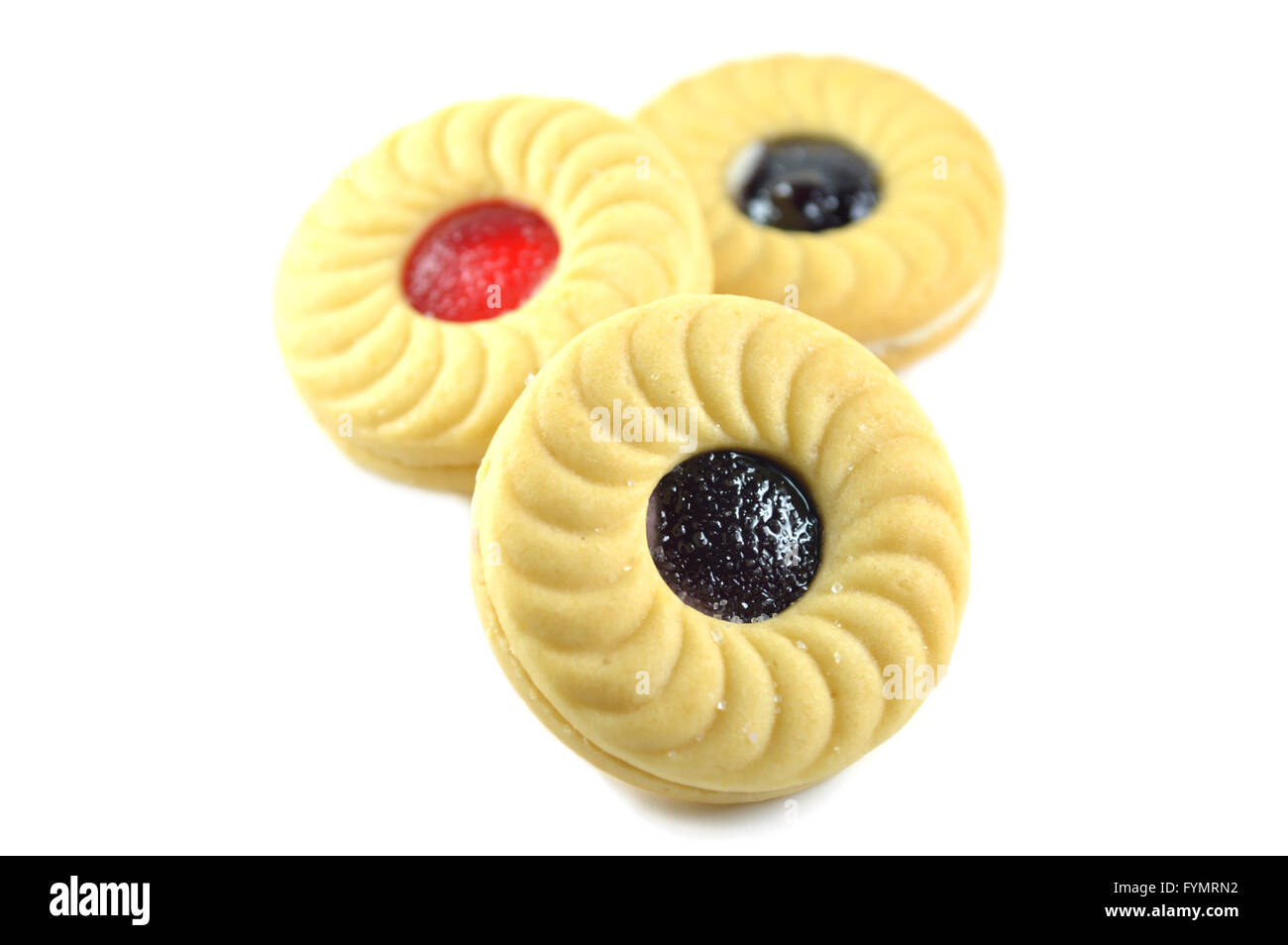 Biscuits Sandwich sur fond blanc Banque D'Images