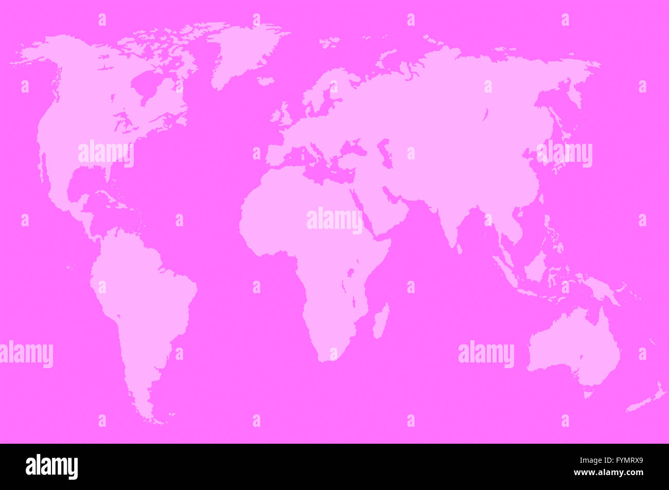 Carte du monde rose, isolé Banque D'Images