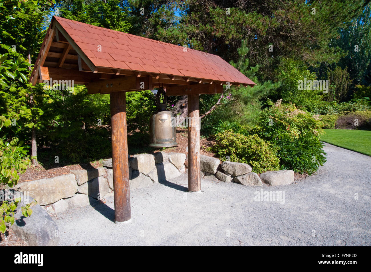 Bell dans le jardin de Kubota, Seattle WA Banque D'Images