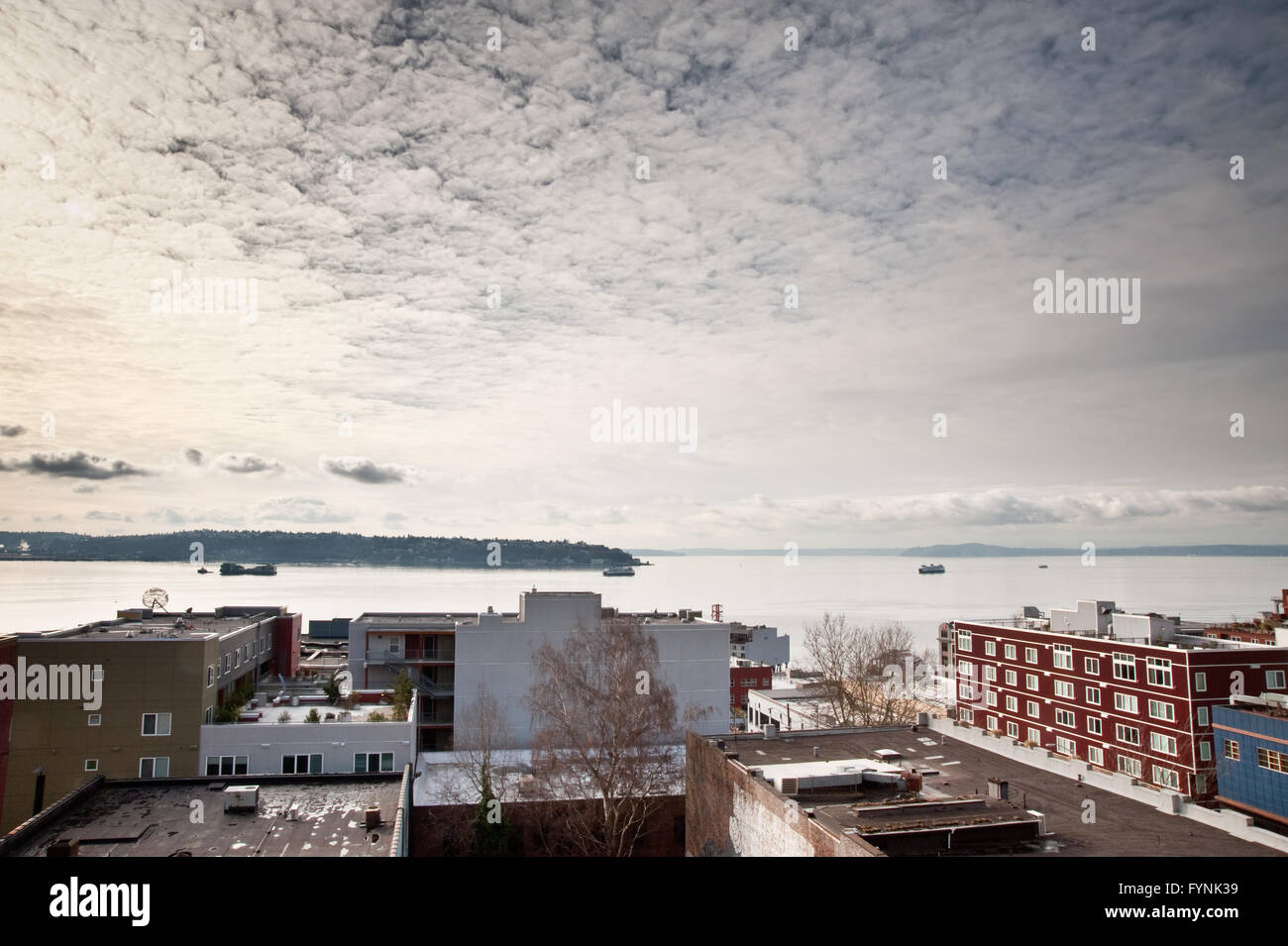 Puget Sound vu de Belltown Seattle, WA Banque D'Images