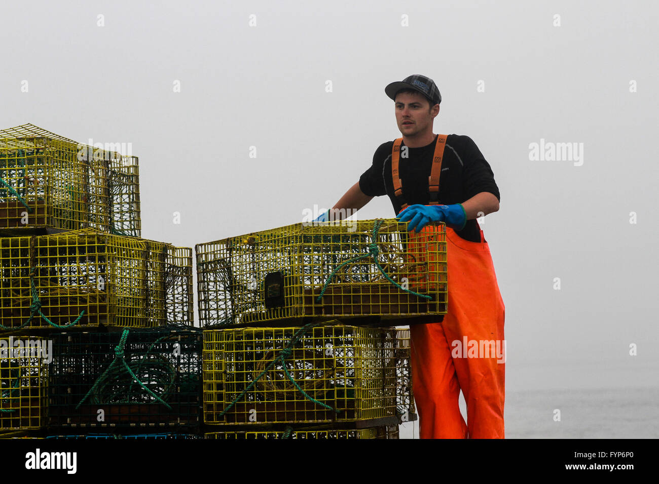 Pêcheur de homard dans le Canada atlantique. Englishtown Banque D'Images