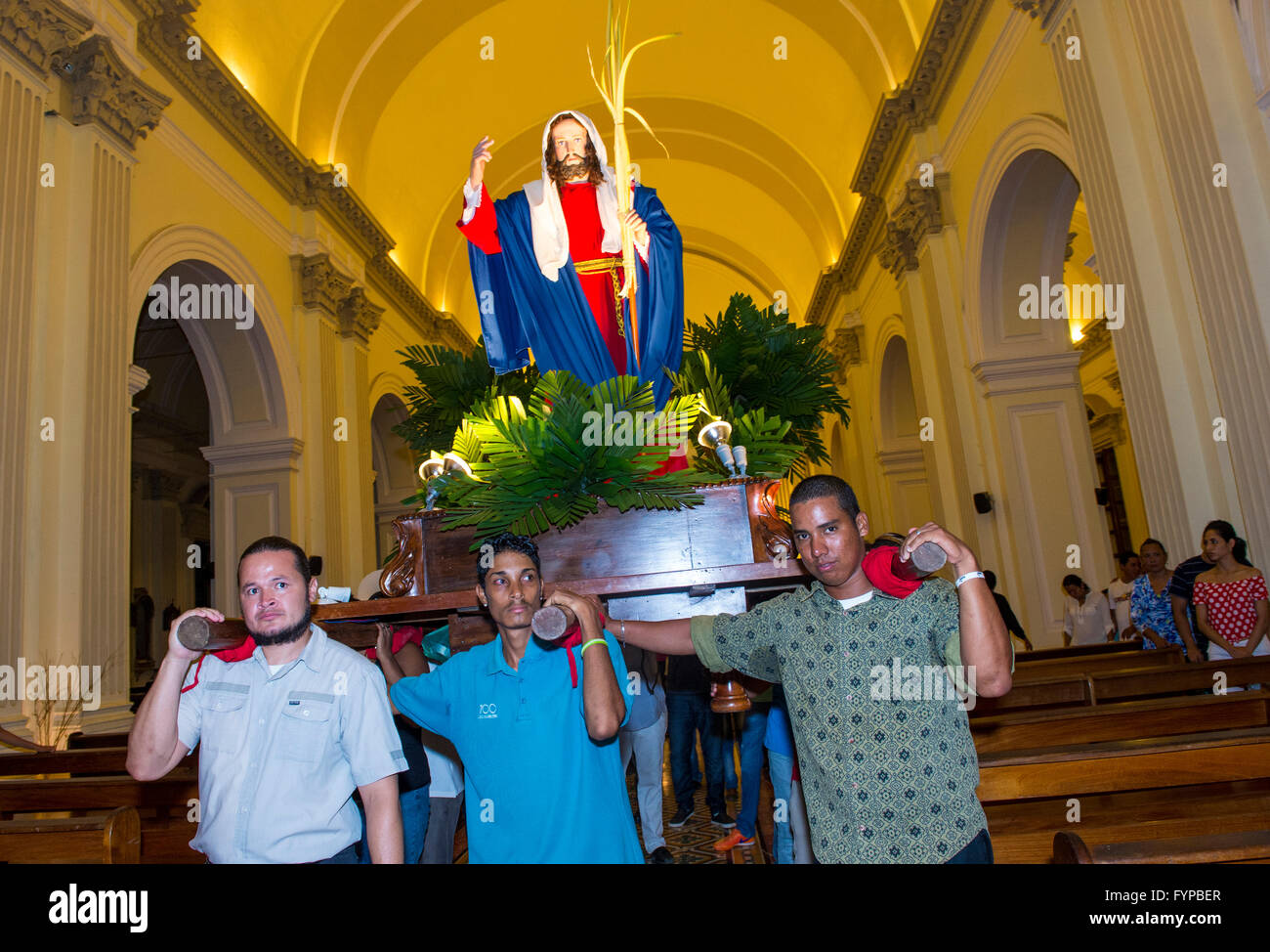 Nicaragua non identifié à prendre part à la procession des Rameaux à Granada Nicaragua Banque D'Images
