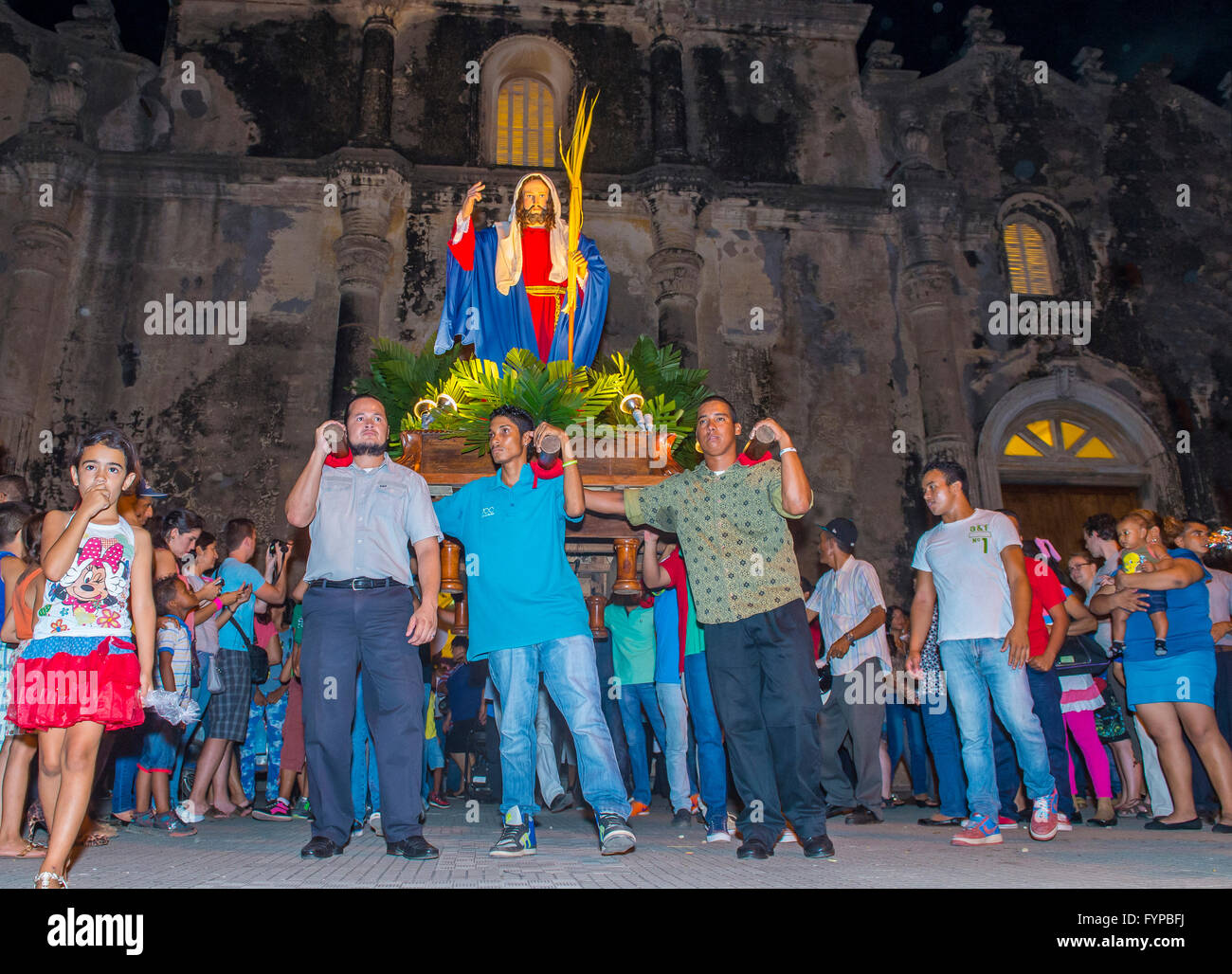 Nicaragua non identifié à prendre part à la procession des Rameaux à Granada Nicaragua Banque D'Images