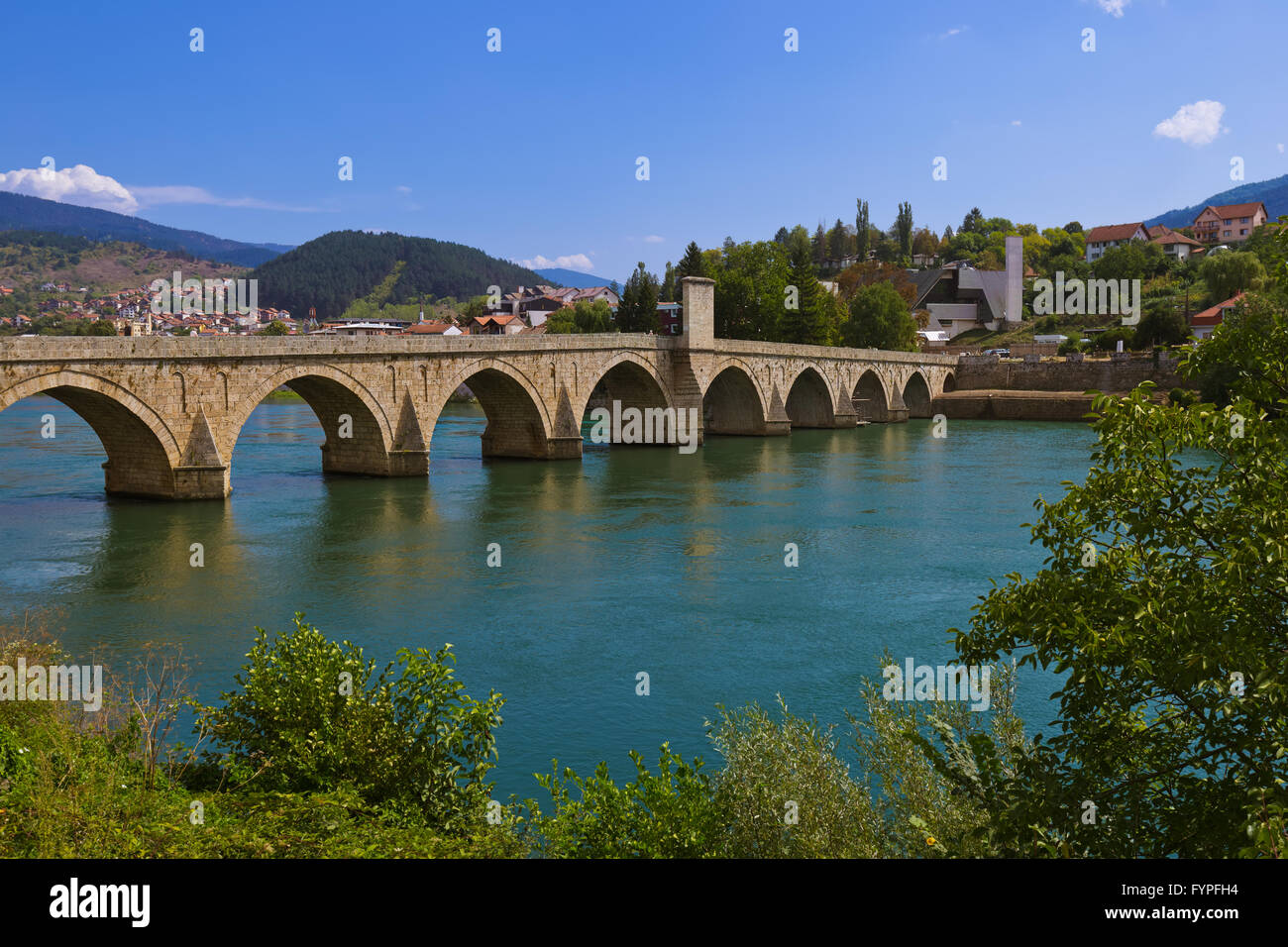 Vieux Pont sur la Drina à Visegrad - Bosnie-Herzégovine Banque D'Images