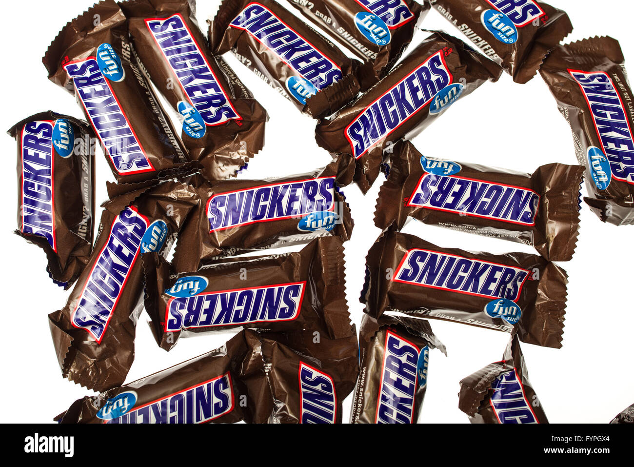 Winneconne, WI -4 nov 2015 : fun size Snickers barres de sucrerie. Banque D'Images