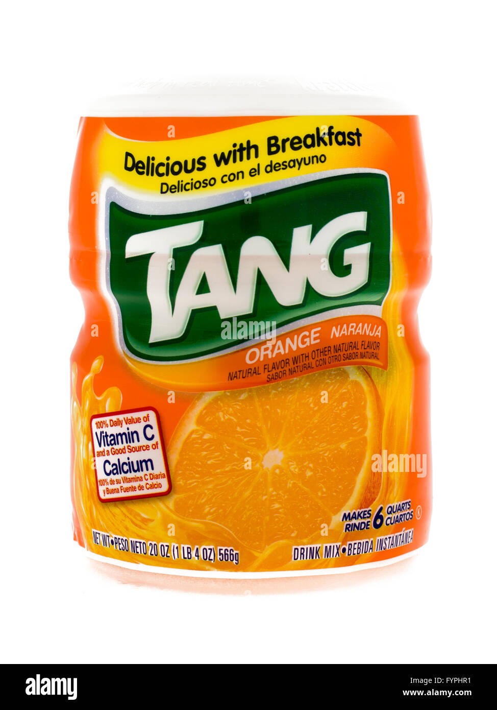Winneconne, WI - 5 Février 2015 : récipient de mélange à boisson Orange Tang. Tang est administré par Kraft. Banque D'Images
