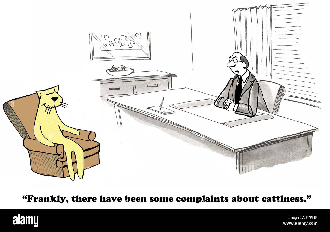 Caricature d'affaires à propos de catty comportement au travail. Banque D'Images