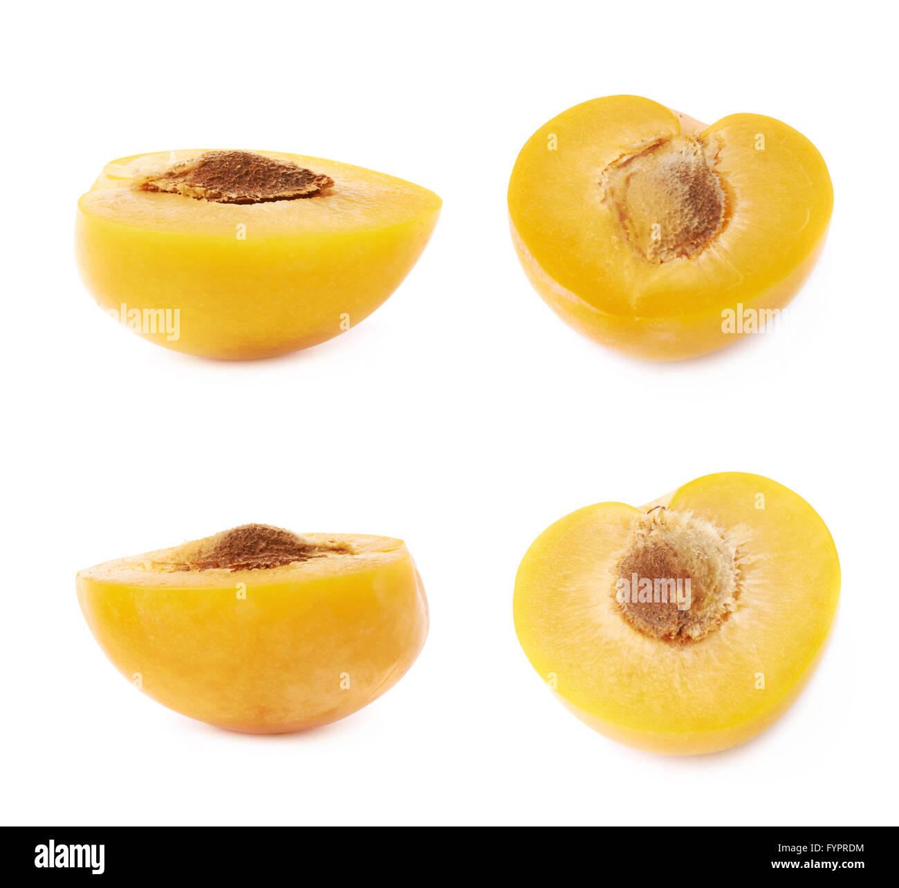 Ouvrir les demi-prunes isolated Banque D'Images