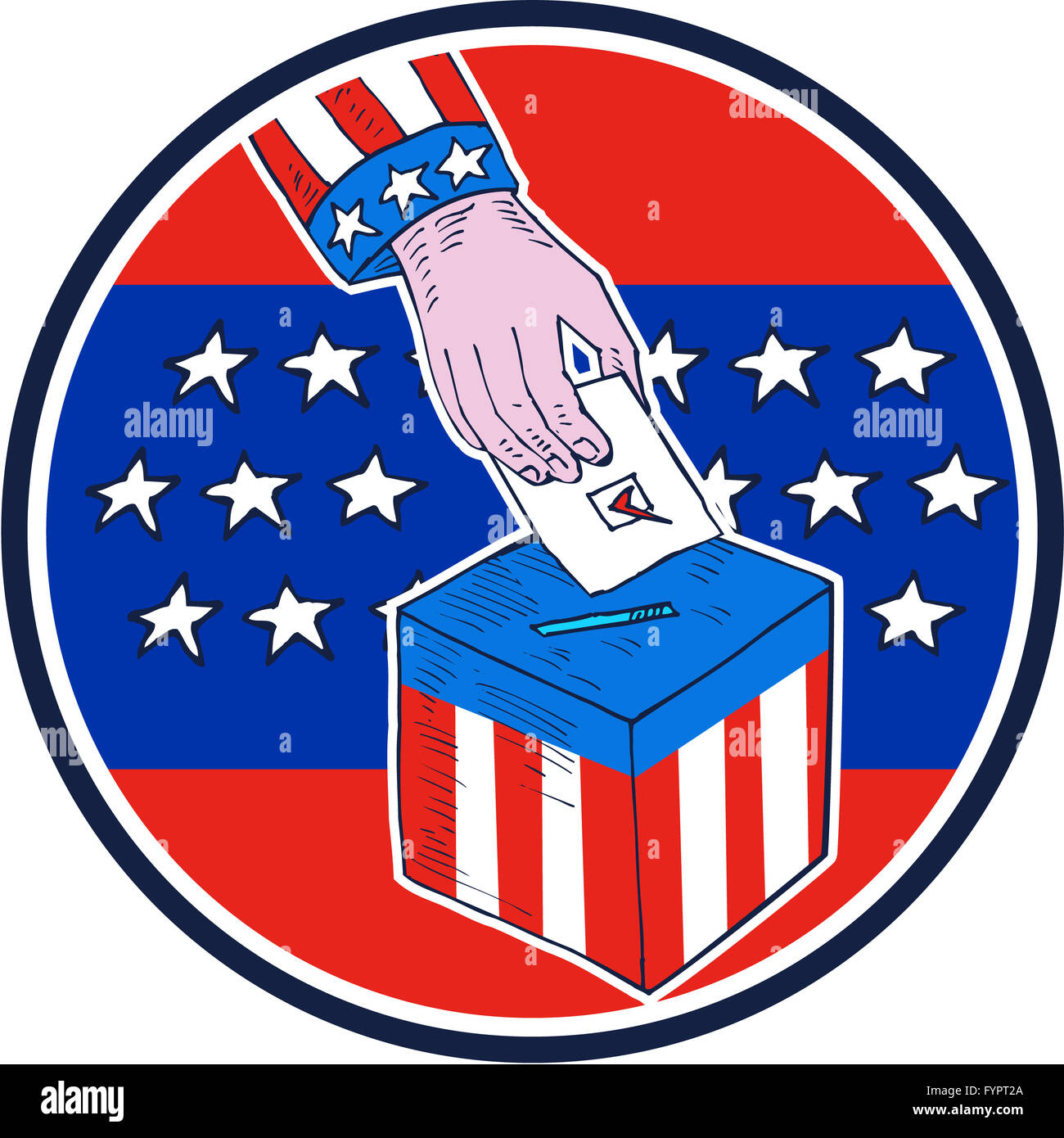 Gravure main Urne Circle Banque D'Images