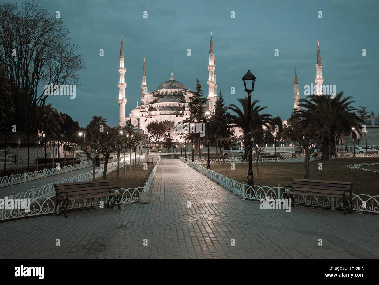 Style rétro photo de la mosquée bleue de Sultanahmet Banque D'Images