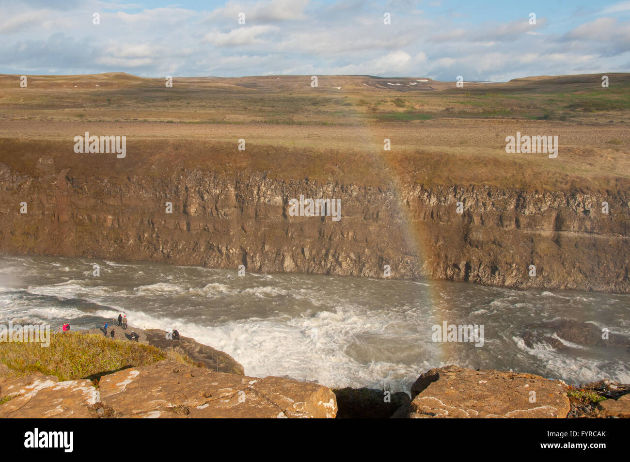 Cascade de Gullfoss, La Rivière Hvítá, Haukadalur, cercle d'Or, le sud de l'Islande Banque D'Images