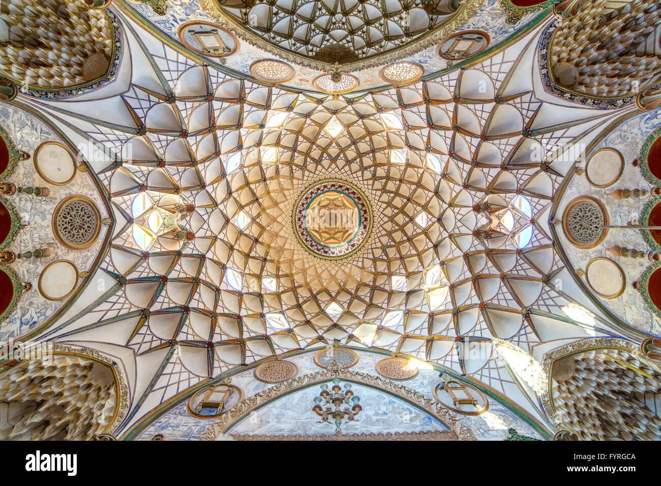 Ornamental de Borujerdi Maison historique à Kashan, Iran Banque D'Images