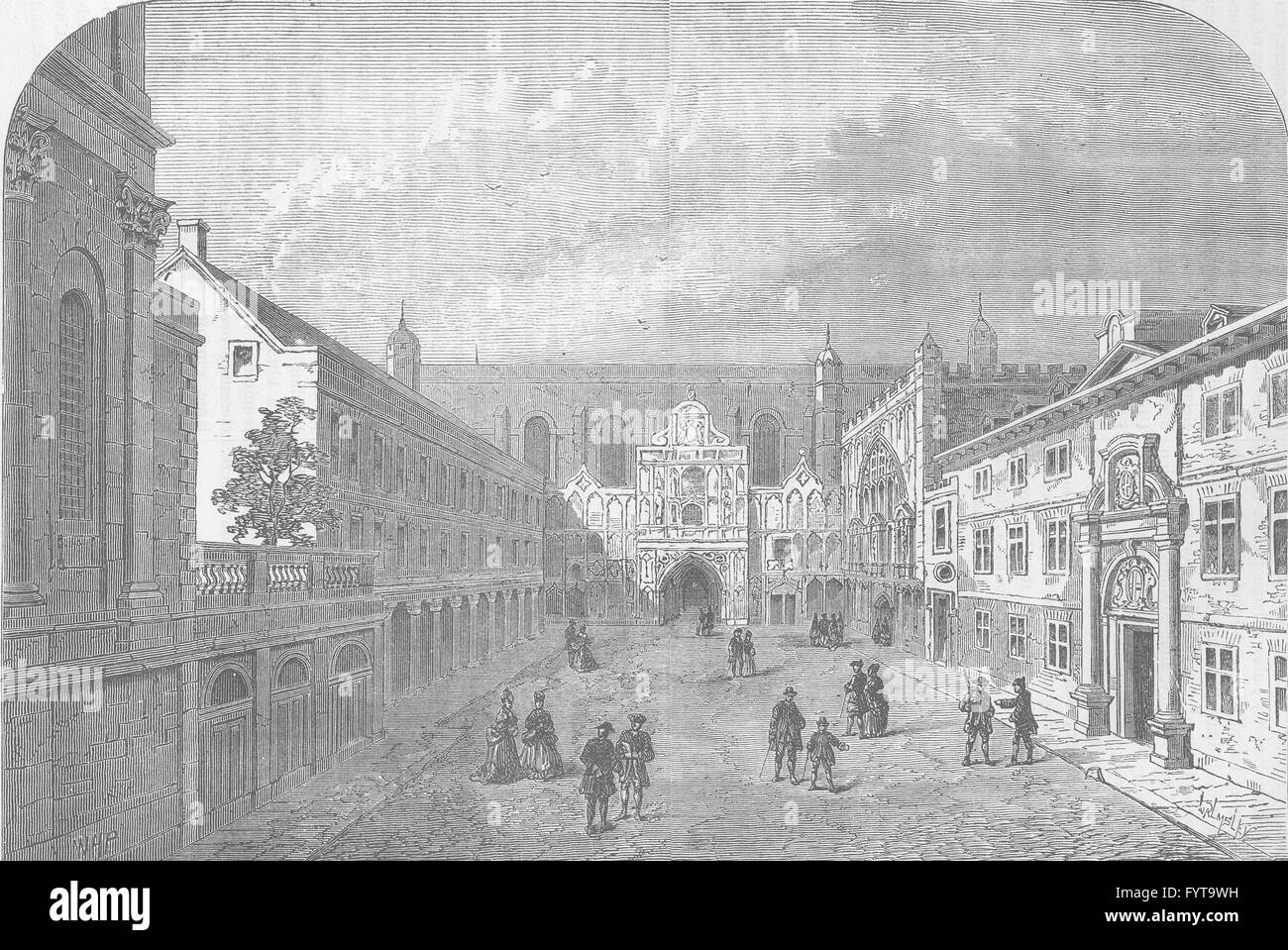 GUILDHALL : Vieille face de Guildhall (de Sevmour's 'London', 1734), print c1880 Banque D'Images