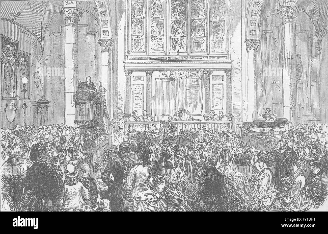 LEADENHALL STREET : la fleur sermon dans l'église St.Catherine Cree. Londres, c1880 Banque D'Images