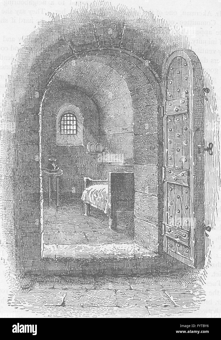 La prison de Newgate : la cellule condamné à Newgate. Londres, antique print c1880 Banque D'Images